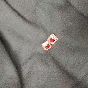 Women's imitation gold and ruby necklace with imitation diamonds